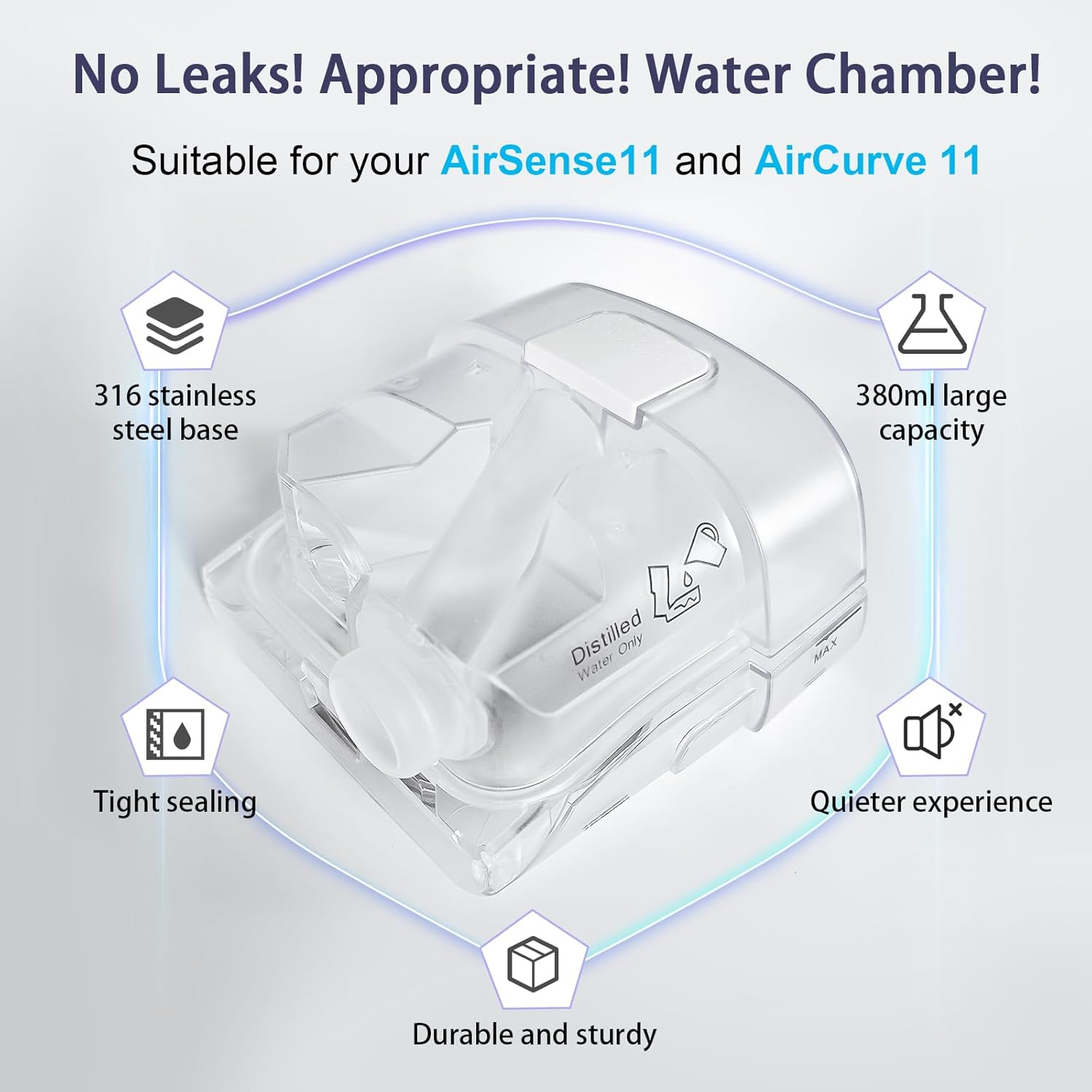 Water Chamber and Pap Humidair Water Tank for Resmed Airsense 11 Tube Hose Machine