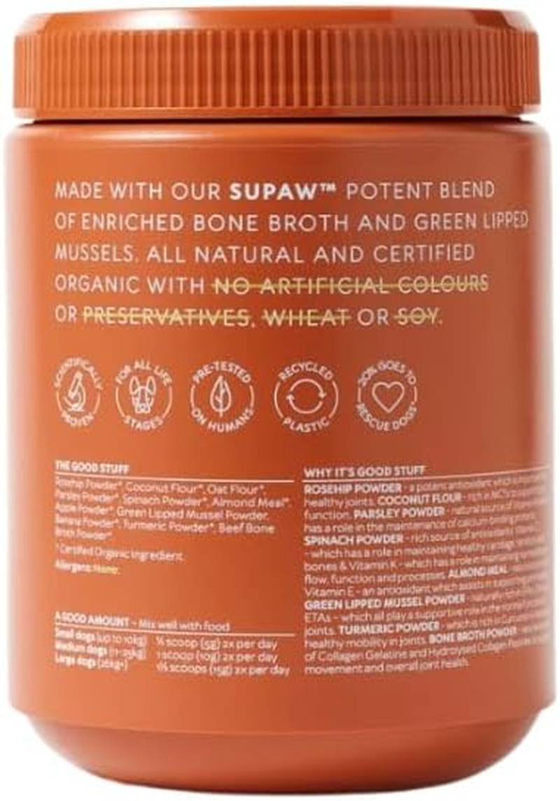 SUPAW&trade; by Australian Pet Organics Certified Organic Hip and Joint Powdered Dog Supplement 480G image number 5