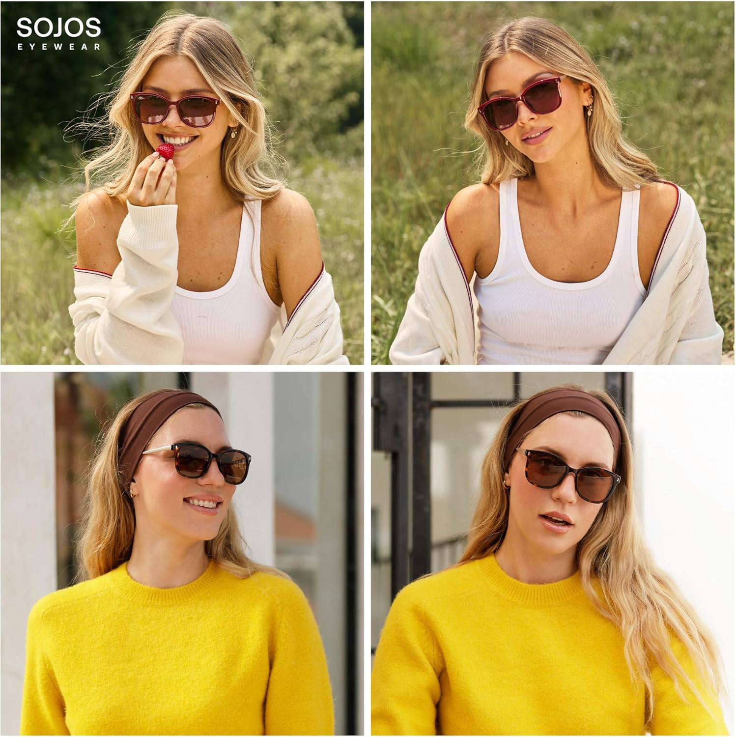 SOJOS Classic Square Polarized Sunglasses for Women Oversized Trendy Retro UV Protection Shade SJ2640 image number 5