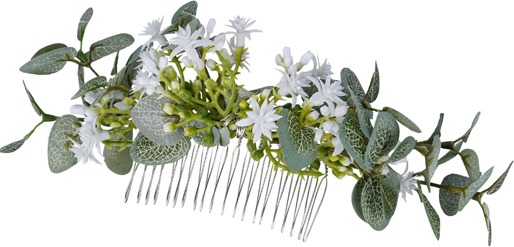 Partyforu Handmade Green Flower Hair Combs for Women, Forest Flower Combs for Boho Hair Combs for Wedding, Bridal Shower, Maternity, Hen Party, Engagement