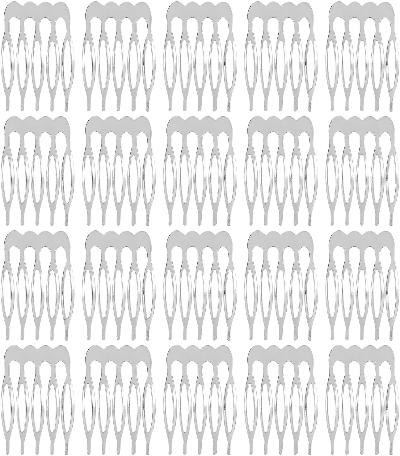 Pack of 20 Bulk 5 10 Teeth Silver Metal Side Hair Combs Plain Blank Craft DIY Wire Sliding Combs Wedding Bridal Veil Combs Decorative Headwear French Twist Updo Clips