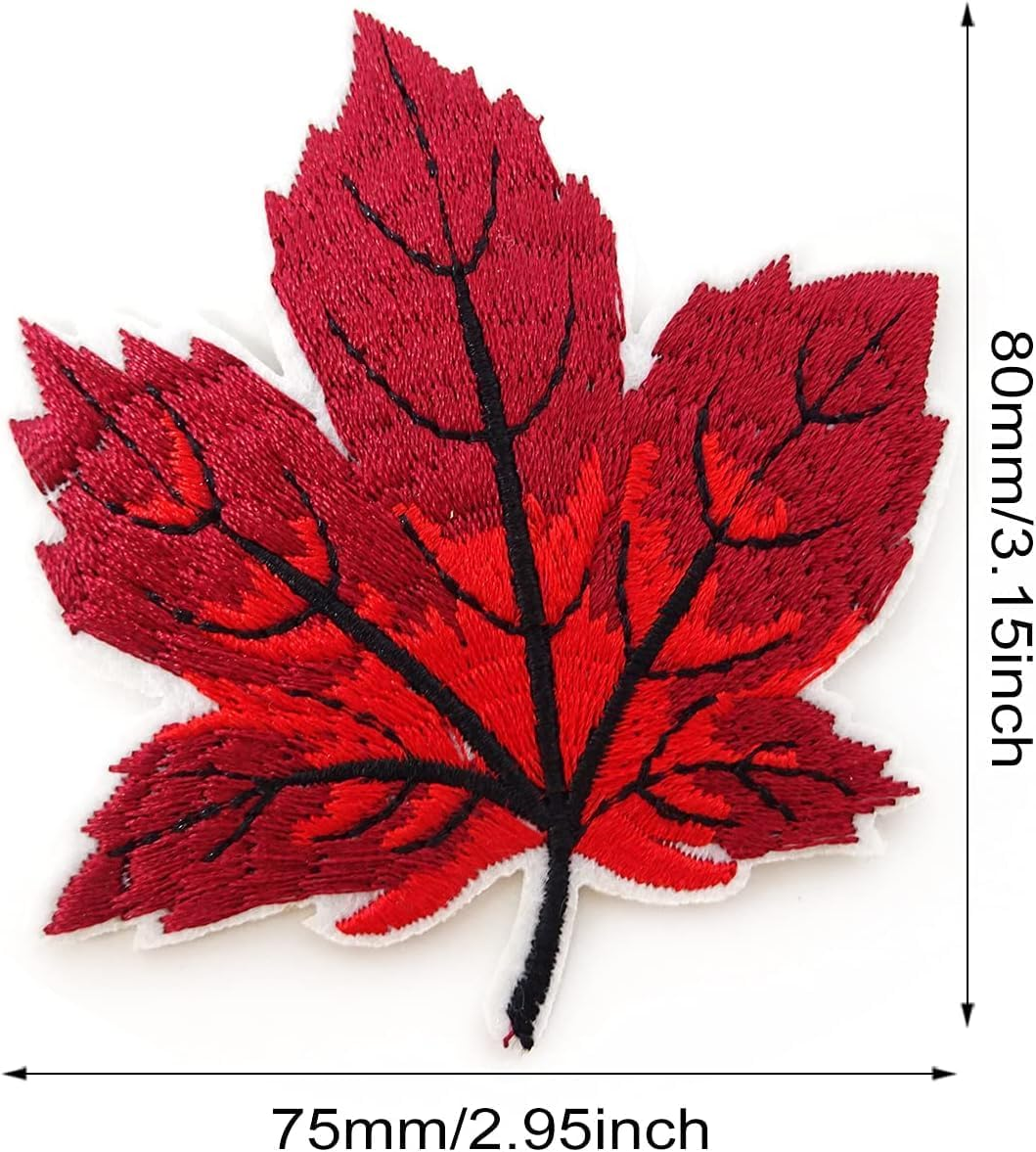 9PCS Colorful Maple Leaves Embroidery Patches Iron on Patches Sew on Applique Patch Autumn Fall Leaf Appliques for Clothes Jackets Jeans Dress Hat Arts Crafts image number 4