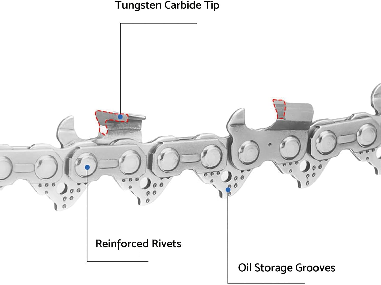 1X 16" Tungsten Carbide Chainsaw Chain .043 3/8LP 56DL Suitable for MS170-MS250 image number 3