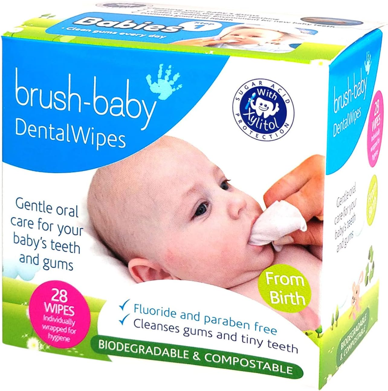Brush-Baby Dentalwipes for Babies | Stage 1 Birth - First Teeth | Suitable from 0-16 Months | Soft Wipes to Gently Clean Your Baby&rsquo;S Mouth, Gums and Tongue | 1 Pack of 28 Individually Wrapped Wipes image number 2