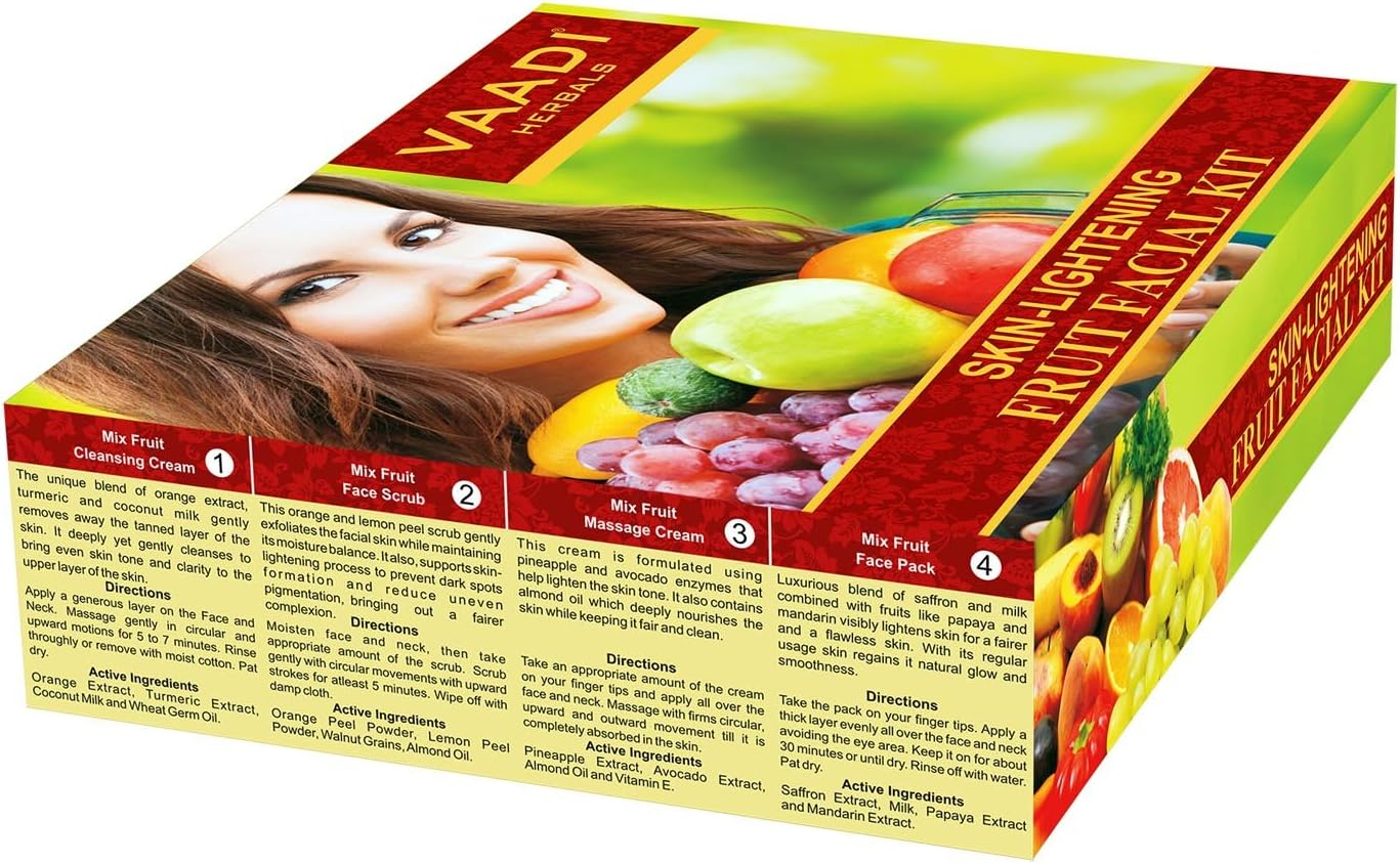 Vaadi Herbals Facial Kit - Skin-Lightening Fruit Facial Kit - All Natural - Suitable for All Skin Types and Both for Men and Women - 70 Grams -