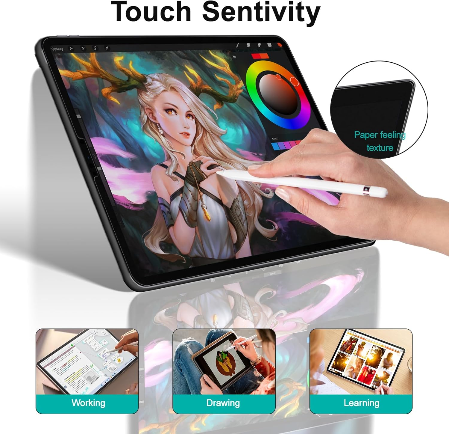 Avakot 2 Pack Paperfeel Screen Protector for Ipad Pro 12.9 Inch 2020 | Matte Drawing Film for Ipad 12.9 Screen Protector | Paperfeel Film for Ipad Pro12.9 Write/Draw like on Paper image number 6