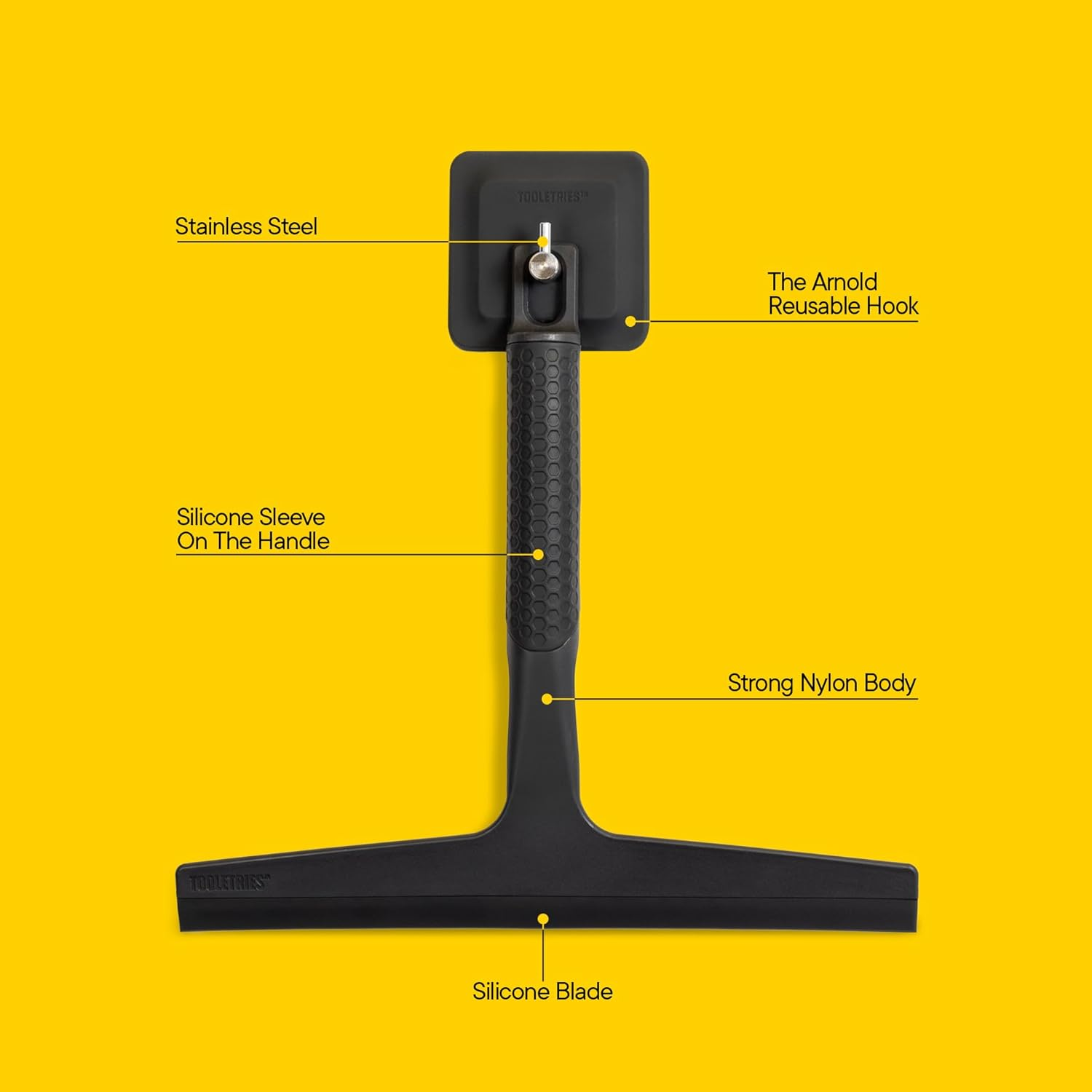 TOOLETRIES the Squeegee & Hook - All Purpose Shower Squeegee for Glass Doors, Silicone Grip, Bathroom Cleaner Tool Household Window Mirror Squeegee, Bathroom Accessories & Cleaning Supplies - 10 Inch image number 2