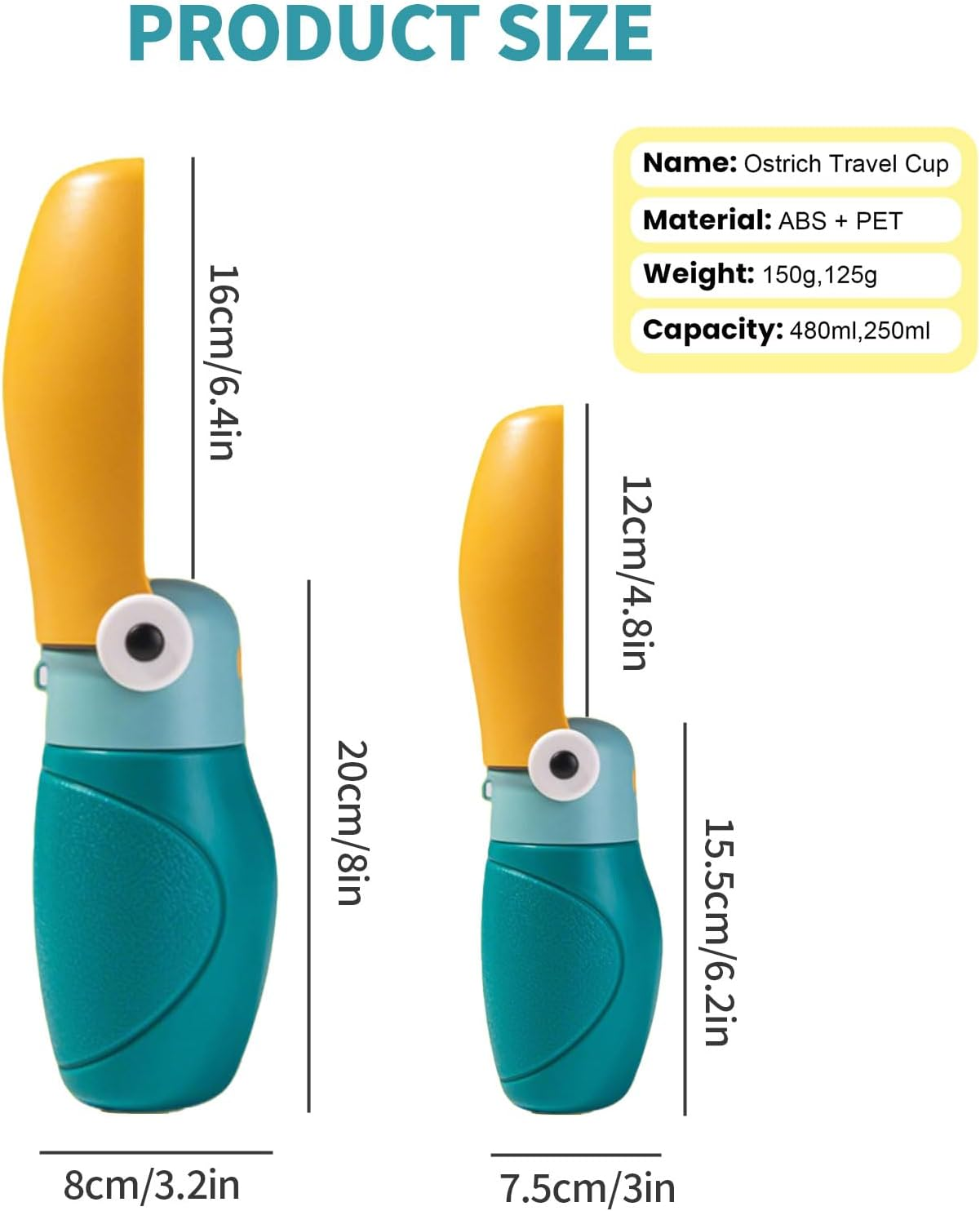 VCCLFSIA Portable Dog Water Bottle, 2025 New Upgraded Leak Proof Dog Travel Water Bottle Dispenser, Puppy Travel Bowl for Dogs Cats Puppies Kittens (Blue & Yellow, 480ML)