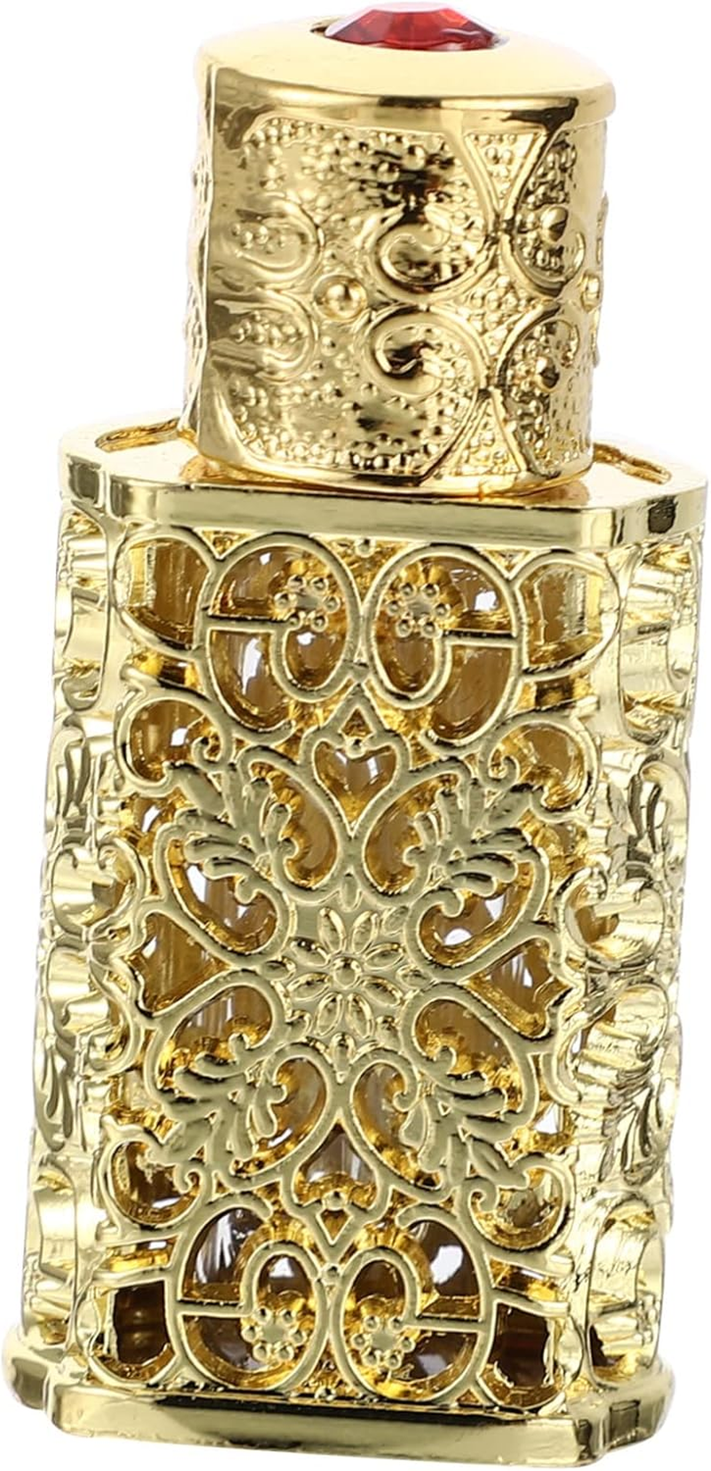 Metal Essential Oil Storage Bottle 3Ml Hollow Flower Engraved Leak-Proof Perfume Dispenser for Scientific and Craft Applications