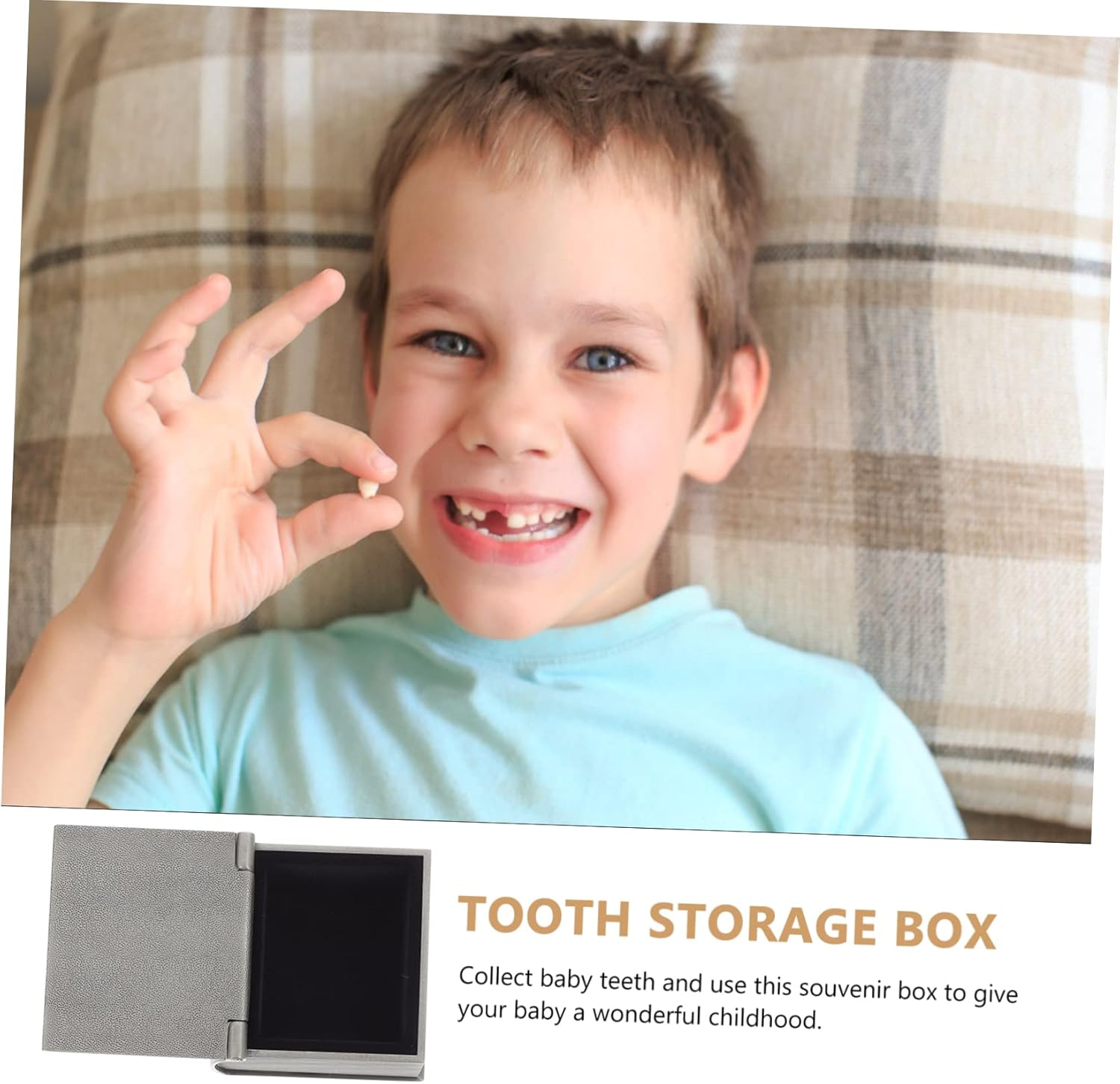 Baby First Tooth and Curl Storage Box for Kids, Metal Keepsake Organizer Vintage Silver Design, 2 Pcs Set for Preserving Baby Teeth and Hair image number 3