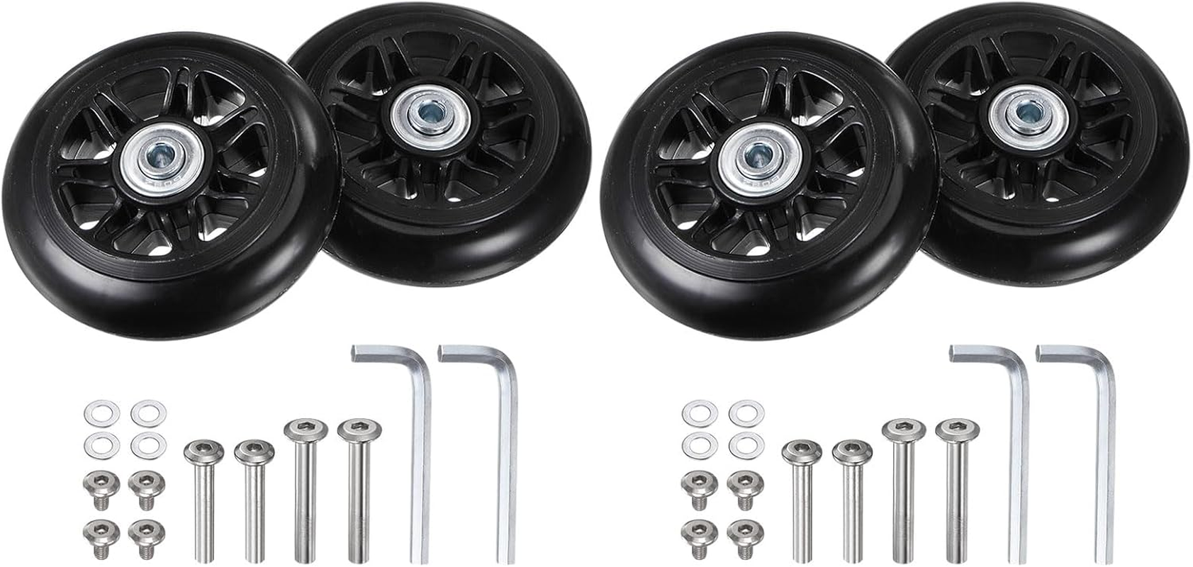 Uxcell Replacement Luggage Wheels 90X24Mm Suitcase Wheel Repair Kits Include 4 PU Bearing Wheels & Washers, Wrenches & Axle Screw for Trolley Bag, Inline Skate and Caster Board image number 1