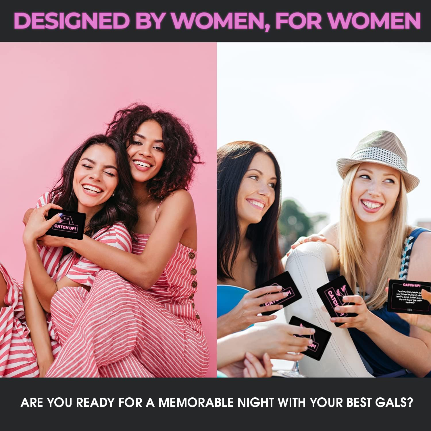BLY Games Catch Up! Girls Night 18+ Card Game | Spicy Thought Provoking Conversation Cards for Fun Girls Nights, Bachelorette, Bridal Shower and Birthday Parties image number 2