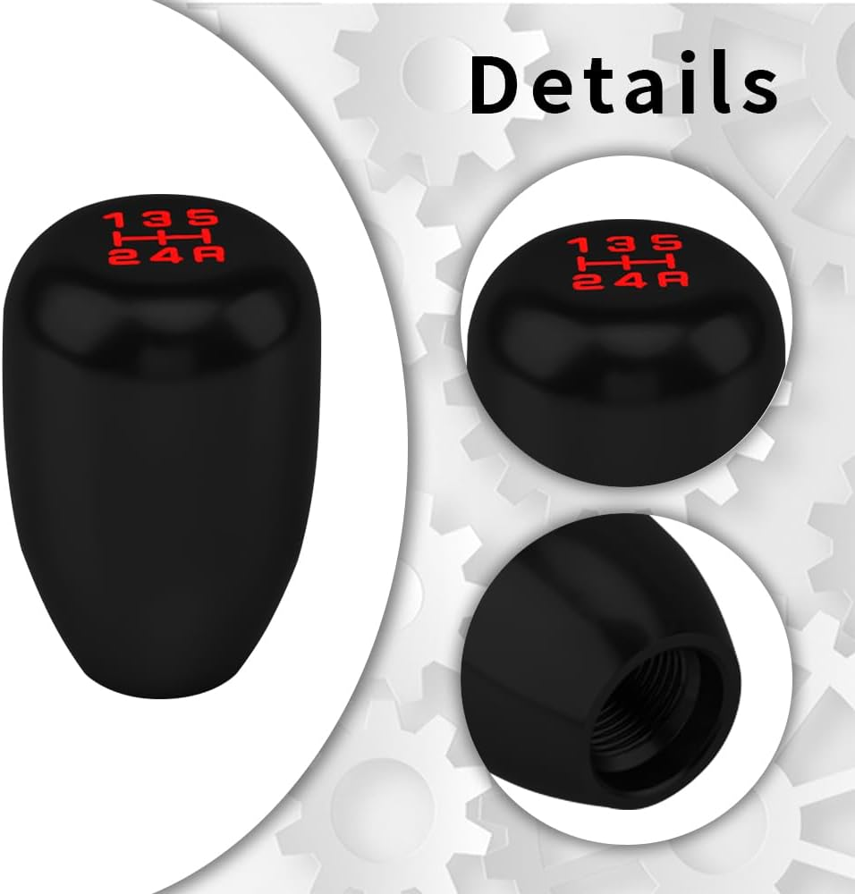 Kutyun Shifter Knob, Gear Shift Knob, Shift Lever Knob, Weighted Shift Knob 5 Speed, Car Stick Shift Knob with Adapter, Aluminum Alloy Manual Shift Knob, Car Accessories for Most Vehicles (Black) image number 4