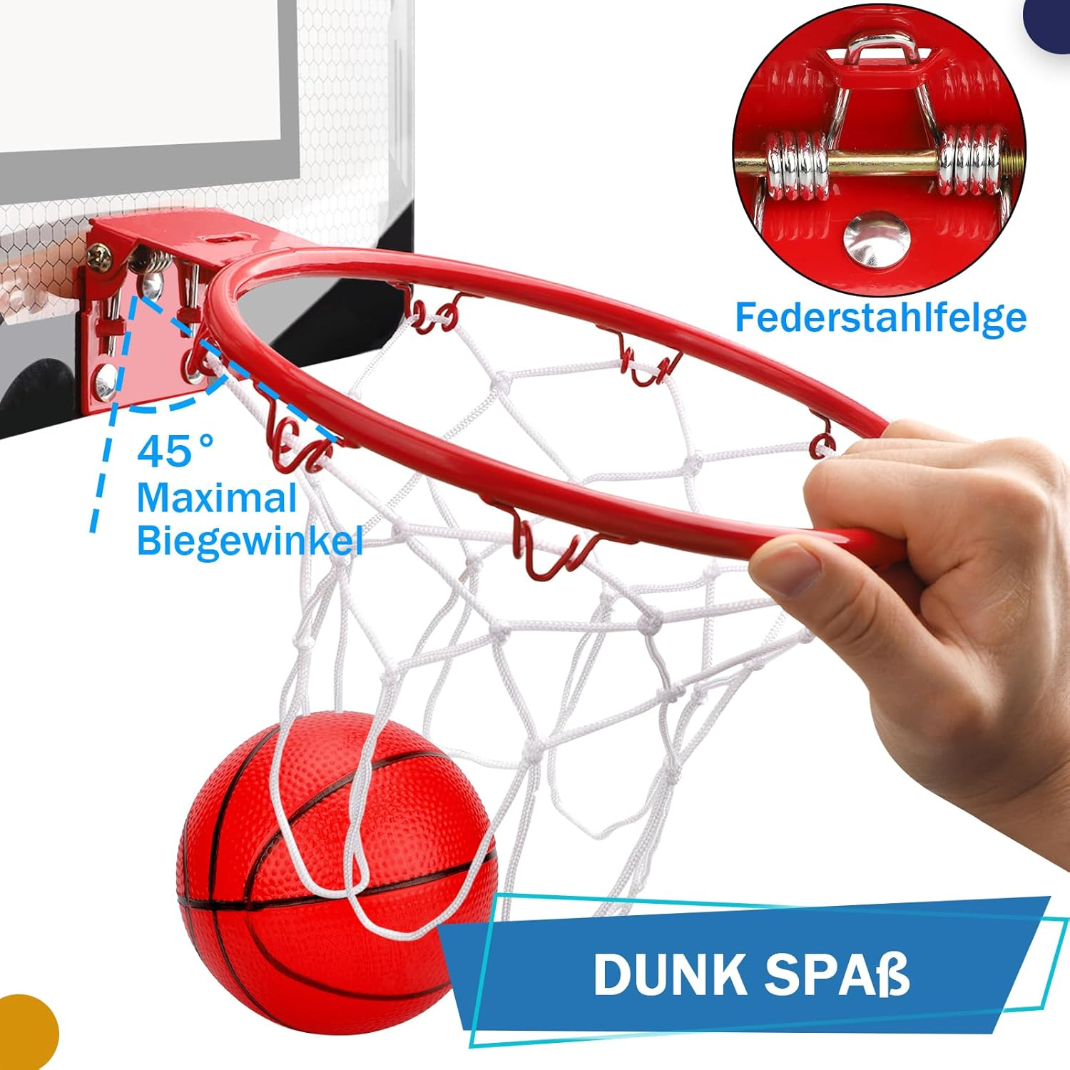 Mini Basketball Hoop for Children Adults, over Door Basketball Hoop with 3 Rubber Balls, Sports Party Favour for Home Office Door Wall, Gift for Boys Girls image number 2
