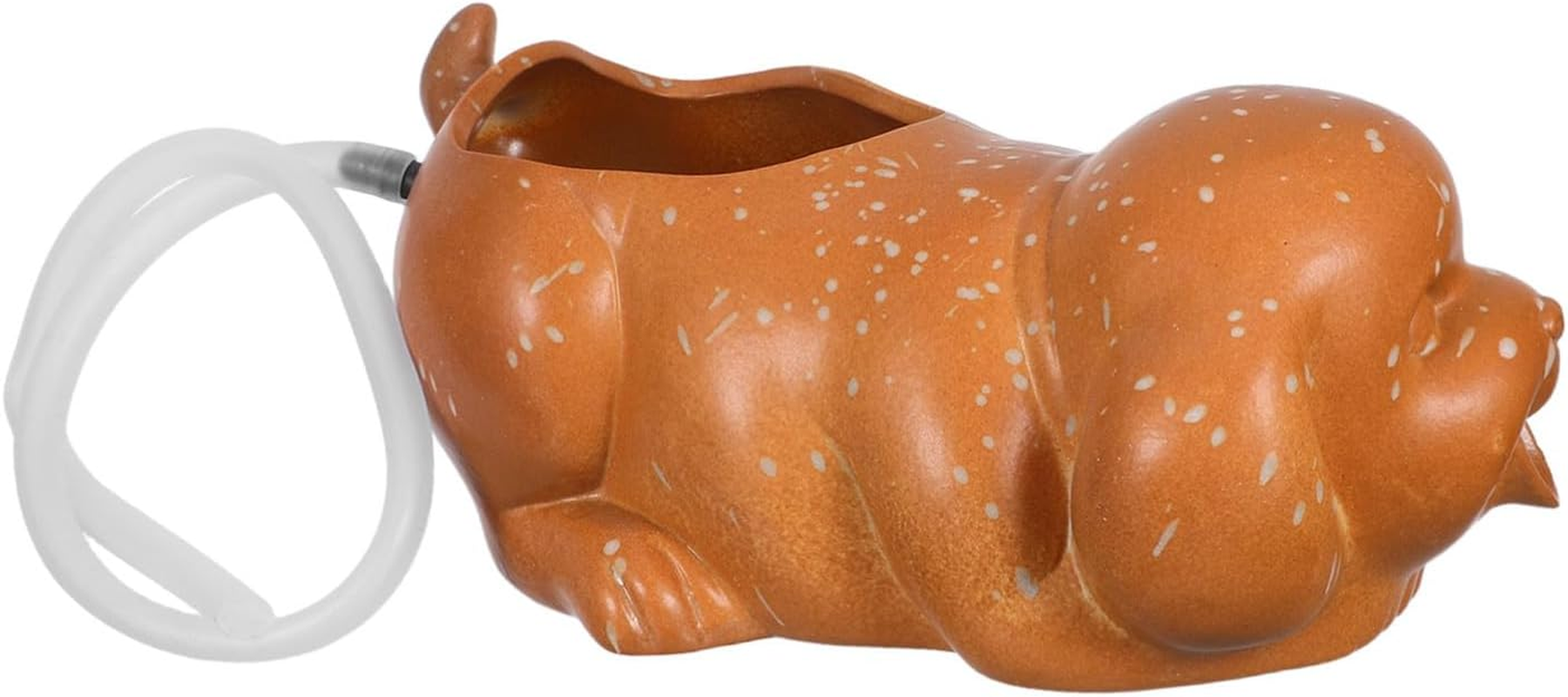 Didiseaon Ceramic Garden Fountain Spitter Dog Shape with Ecological Water Filtration for Outdoor Patio and Indoor Aquarium Decor Natural Water Purifying Ceramic Jar Planter