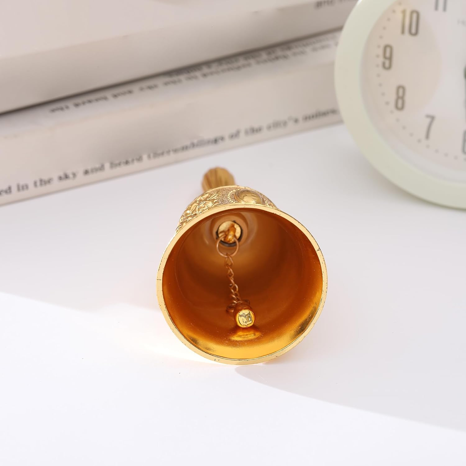 Homelavie Super Loud Solid Brass Gold Hand Call Bell for Wedding, Seniors, Teacher, Dinner, Tibetan, Meditation, Gift image number 2