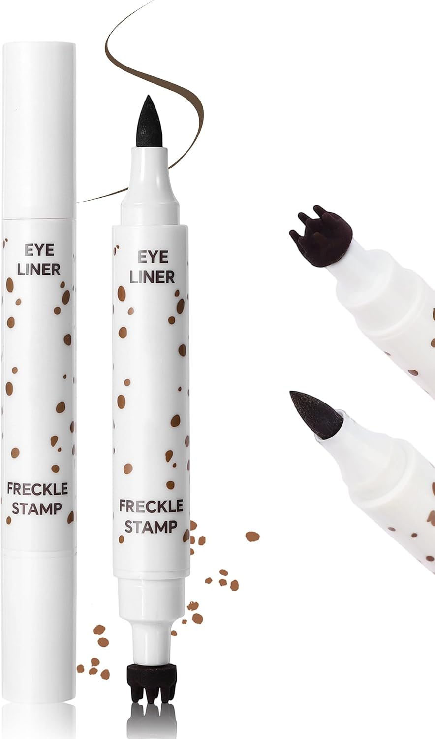 Erinde Natural Eyeliner Freckle Pen, 2 in 1 Liquid Freckle Stamp & Smudge-Proof Liquid Eyeliner, Waterproof & Long - Lasting Quick Dry Faux, Lifelike Magic Freckles Pen, High Pigment Eye Liners, #01