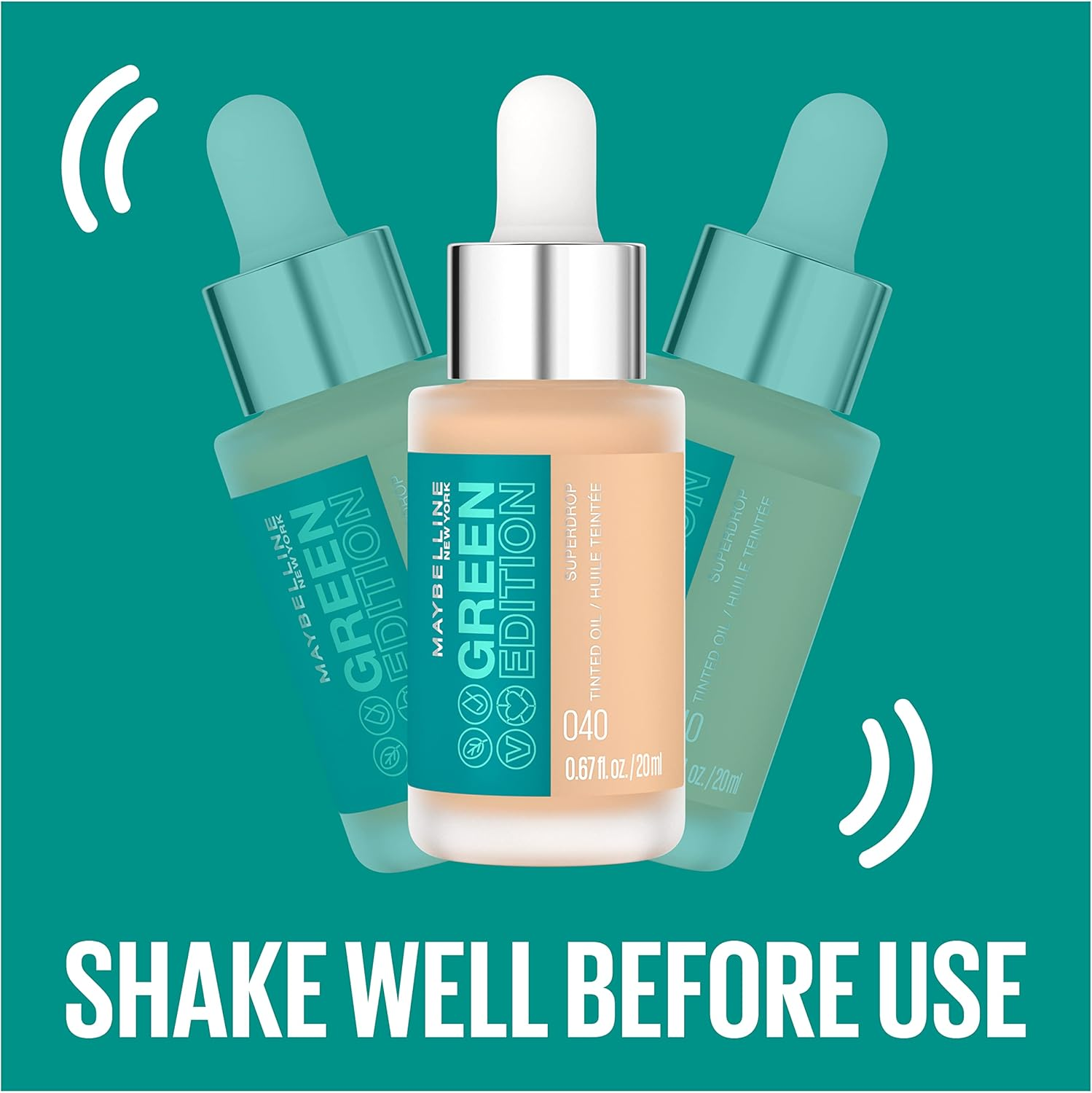 Maybelline Green Edition Superdrop Tinted Oil Makeup, Adjustable, Natural Coverage, in 8 Shades, Formulated with Jojoba and Marula Oil, 30, 0.67 Fl Oz image number 2