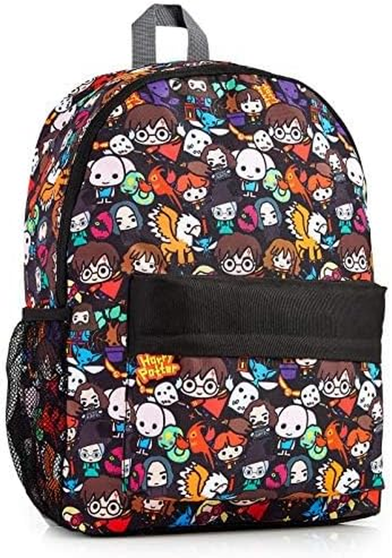Harry Potter School Bag, Backpacks for Girls Boys with Chibi Character Print, School Supplies for Kids, Large Rucksack for School Travel, Gifts for Boys Girls Teenagers