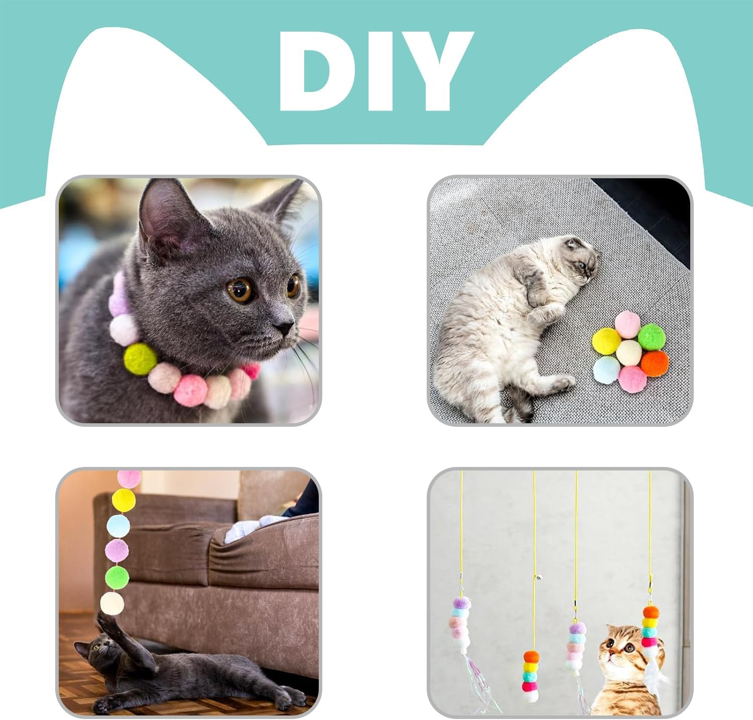 Norhogo Pack of 50 Cat Toy Balls with Cat Toy Launcher, Interactive Toy, Funny Cat Toys for Cats and Kittens, Toy for Indoor Pets, Cats, Dogs, Random Colour image number 3