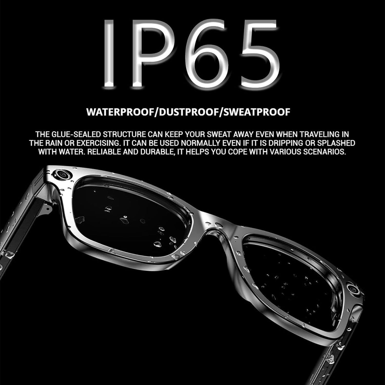 Ai Smart Glasses 8Mp Camera Glasses with Music & Call Features, Smartglasses Video Recording, Ai Smart Sunglasses with Camera and Bluetooth for Men/Women (Black)