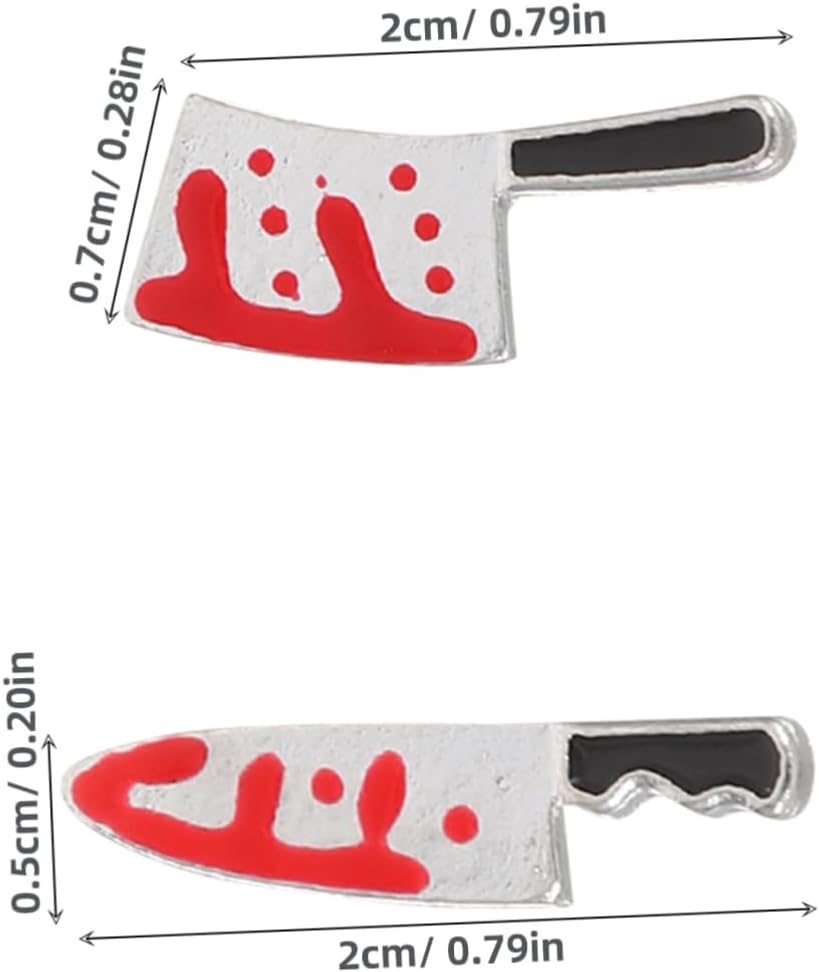 HEATSHAKING 40Pcs Halloween Nail Charms Bloody Cutter Metal Manicure Accessories for Women DIY Nail Art Reusable Horror Decorations Spooky Gothic image number 2