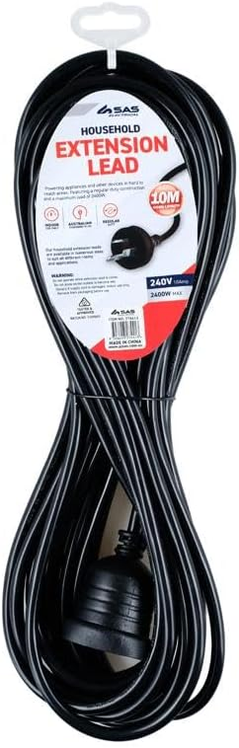 Leona Co 10M Household Extension Lead 240V Power Cable | 2400W Max Load Capacity | Durable Construction, Black Finish | Suitable for Home, Garage, Office, Workshop image number 1