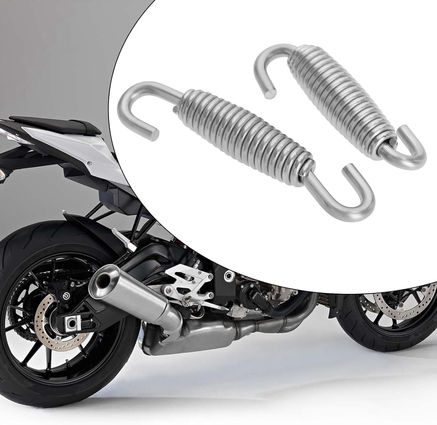 4 Sets Muffler Springs Kits 59Mm Stainless Exhaust Springs with 22X13Mm Welding Fasteners for Universal Motor Exhaust Pipe Hooks Stainless Steel image number 5