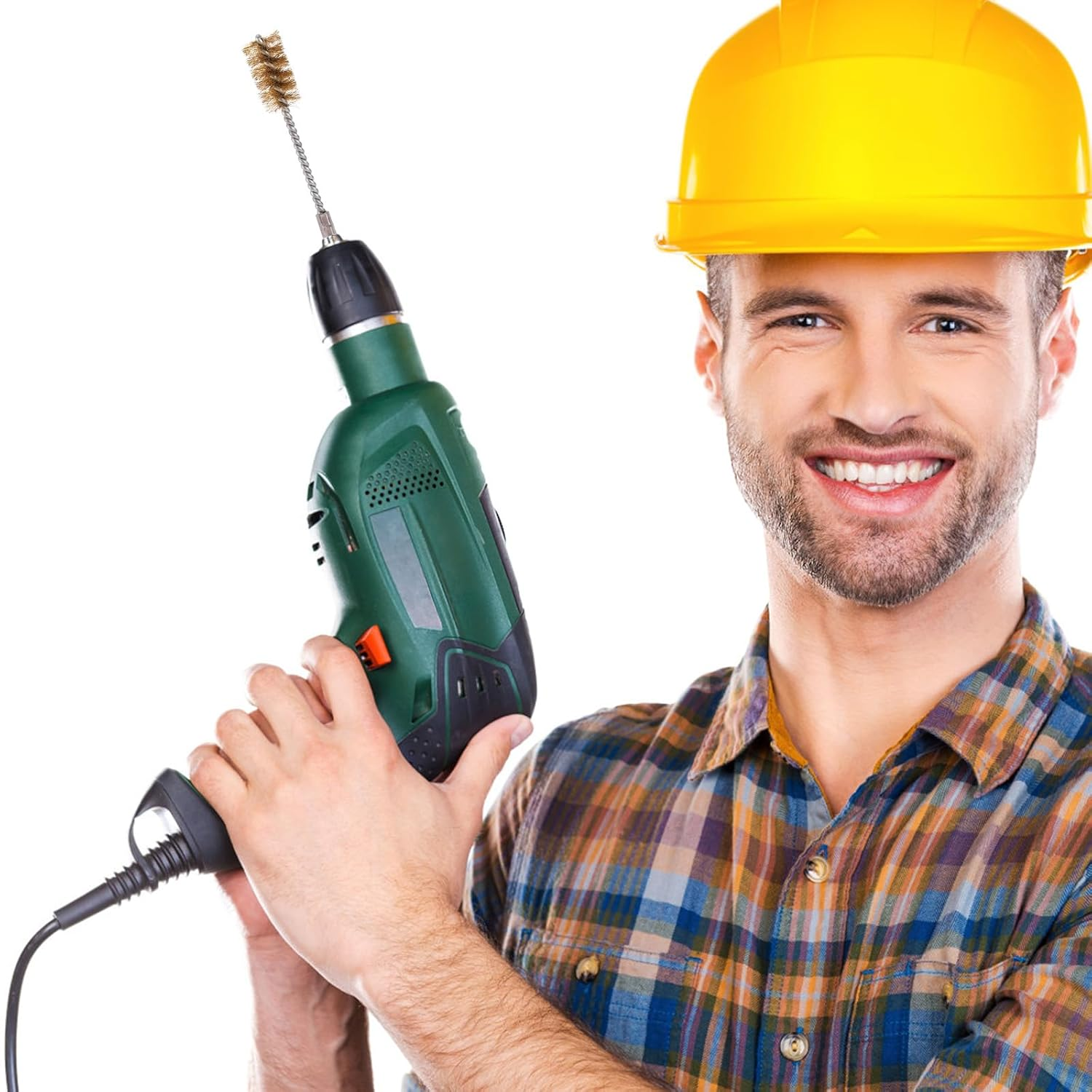 8Pcs Bore Brush for Drill, Brass & Stainless Steel Wire Brushes with 1/4" Hex Shank Twisted Wire Cleaning Tools for Power Drill Impact Driver & Tube Cleaning, 3/8'' 1/2'' 3/4'' 7/8'' Diameter