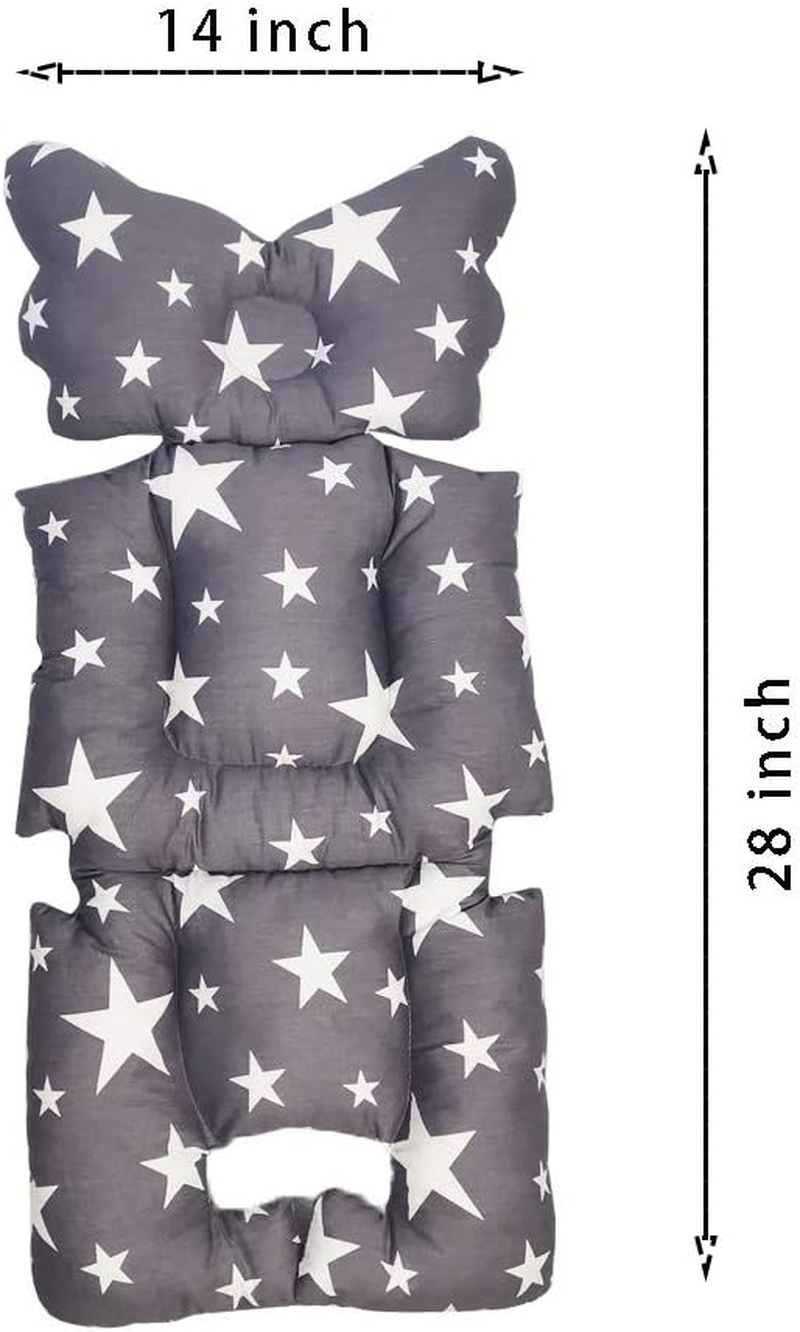 Stroller Liner Insert Thick Padding, Reversible Cotton Cushion Universal for Baby Carrier Pram,Non Slip, by Grey Star image number 4