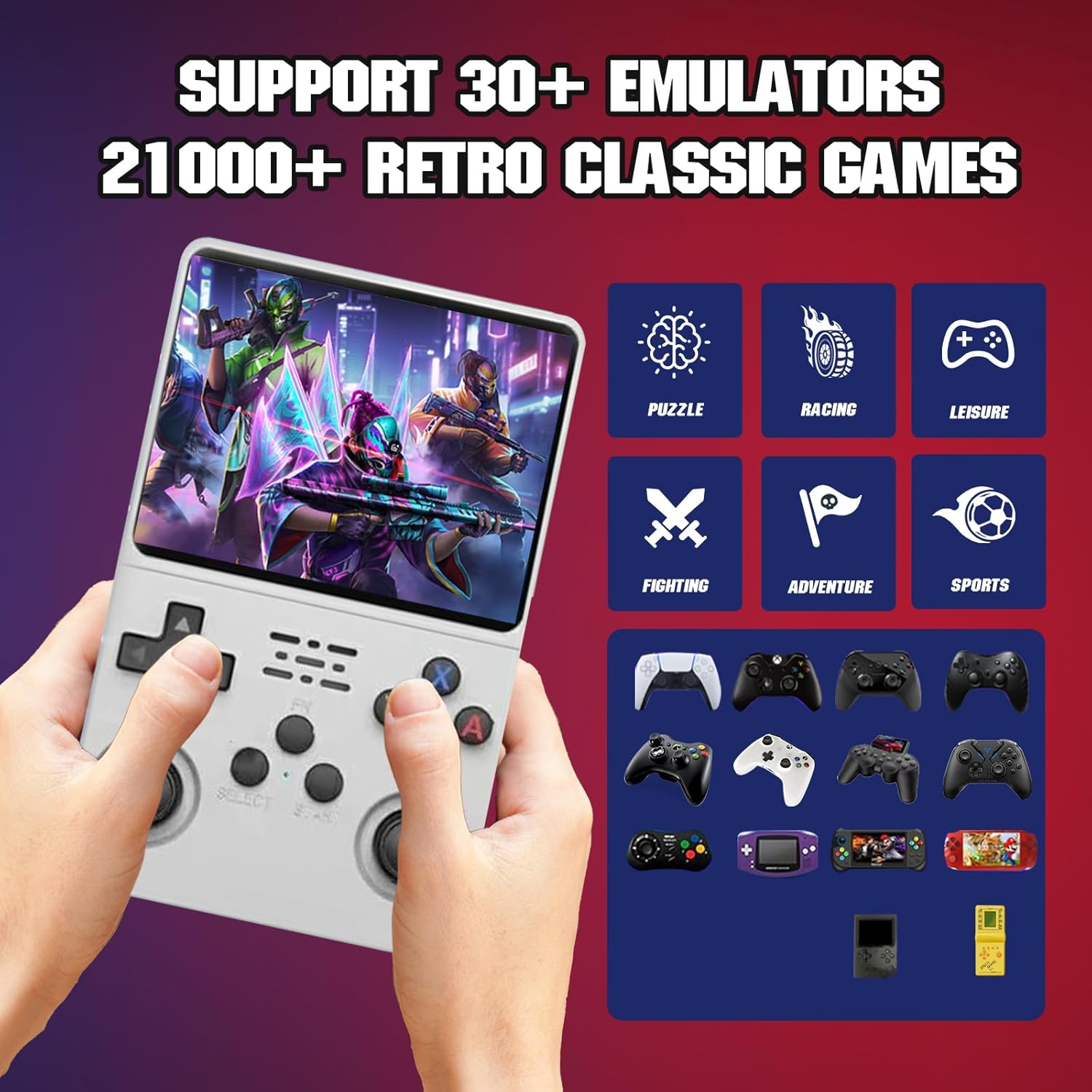 R36S 3.5 Inch Retro Gaming Console, 21000+ Games Retro Handheld Game Console, Video Game Console with Dual Stylem Linux/Garlic Supports & Dual 3D Joysticks 128G (White) image number 3