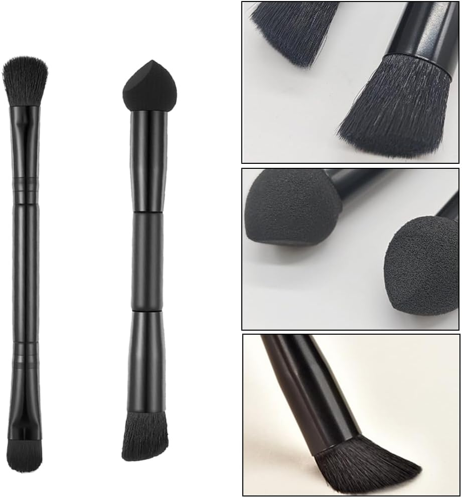 Lymizhuo 2Pcs Dual Ended Hairline Brushes &ndash; Soft Bristles & Sponge Tip for Seamless Hair Root Concealer, Boldify Hairline Powder, Contour & Touch up &ndash; Travel-Friendly Makeup Brushes Set image number 5