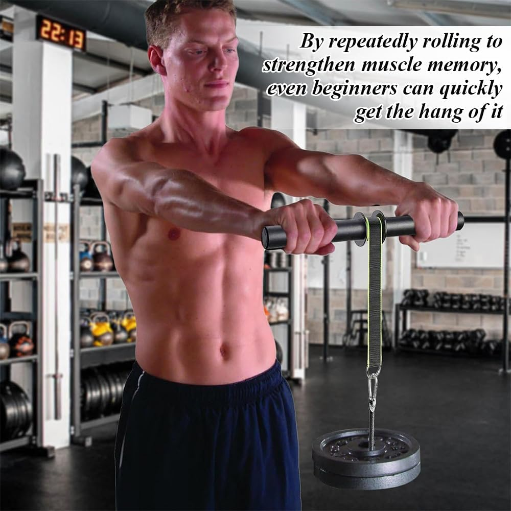 Forearm Rope Roller, Wrist Roller Forearm,Grip Strengthener Roller, Forearm Exerciser Tool,Weight-Bearing Rope Training Fitness Equipment,Muscle Strength Wrist Roller,For Grip Strength Training(Black) image number 4