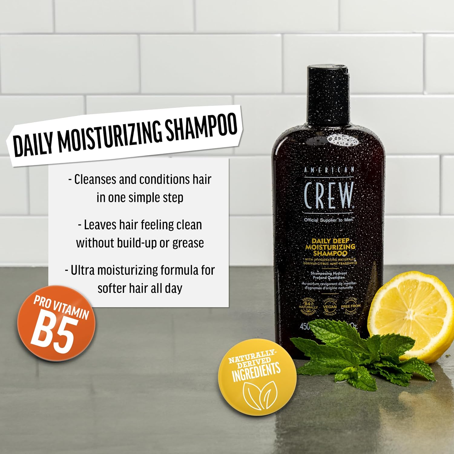 American Crew Men Daily Deep Moisturizing Shampoo (For Normal to Dry Hair) 450Ml image number 3