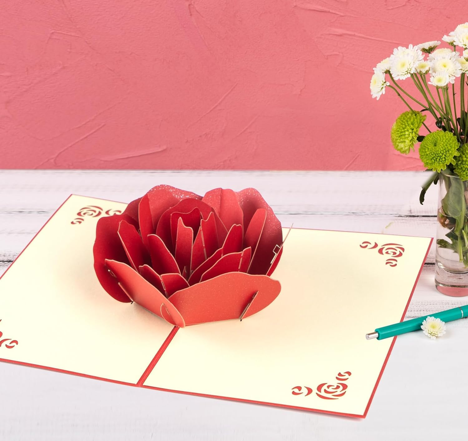 Rose Pop up Card, Mothers Day Card, Handmade 3D Flower Greeting Card for Mother'S Day/Birthday/Anniversary/Valentine'S Day, Premium Cardstock with Envelope & Note Card - Gifts for Women, Mom, Wife image number 1