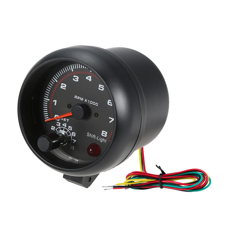 Nurdo Automobile Tachometer, 0-8000 RPM, Black White Light, 92Mm, 12V, ABS Material image number 5