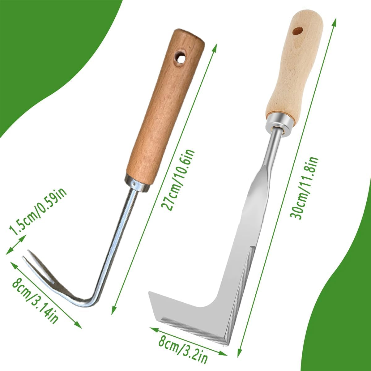AIMALL Stainless Steel Weeder Tool with Wooden Handle, Lightweight Garden Weed Puller, Available in Sizes, Durable Weed Grabber image number 5