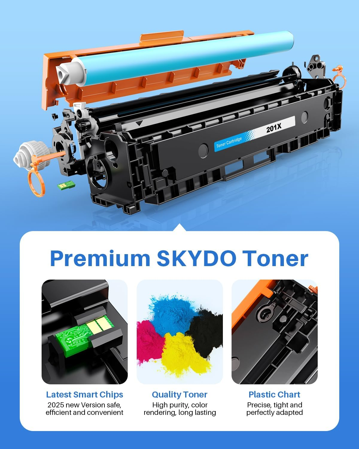 201X CF400X Toner Cartridge Replacement( with Chip) Compatible for HP 201X 201A Works with Color Laserjet Pro MFP M277Dw M252Dw M277N M277C6 M252N Printer (Black, Cyan, Magenta, Yellow) image number 6