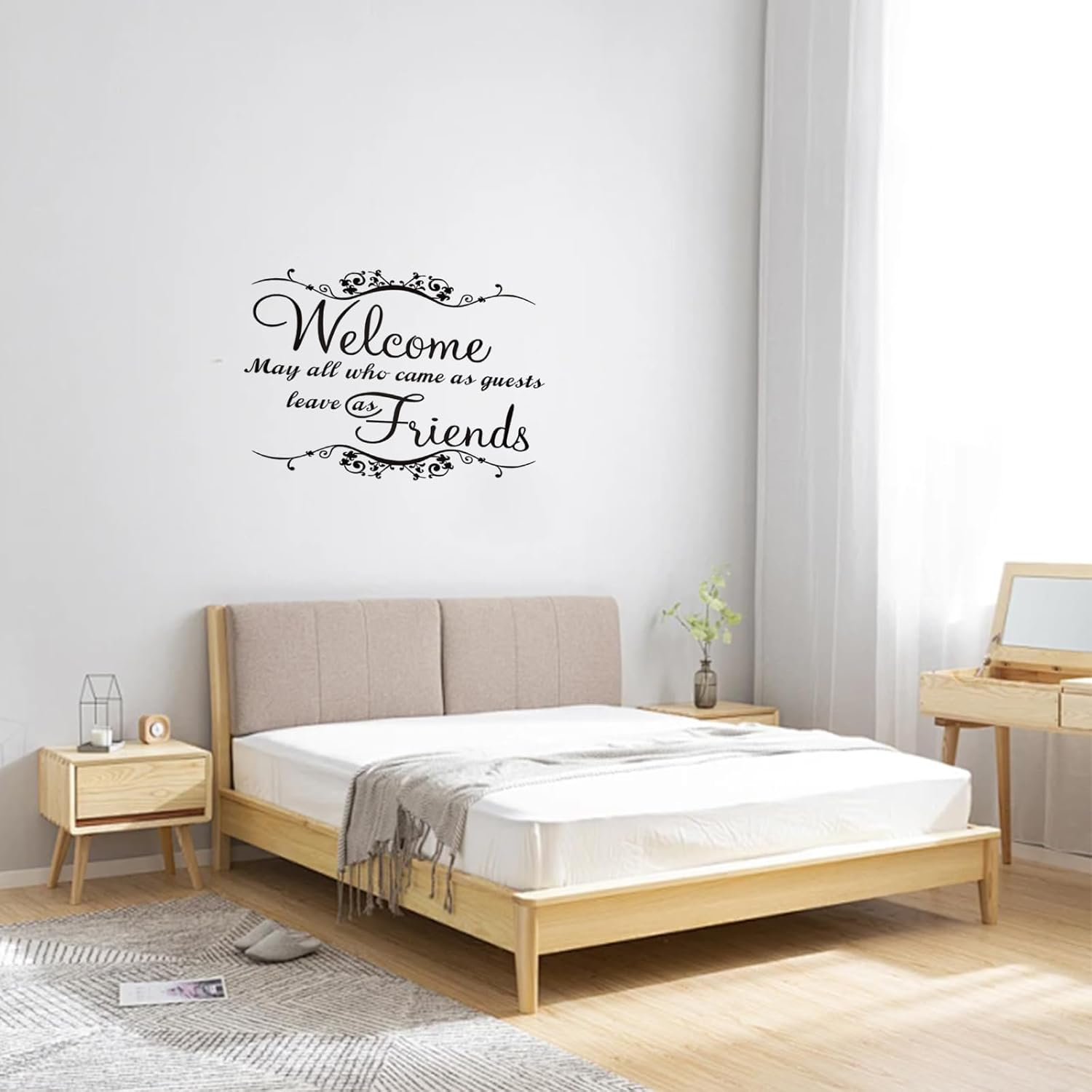 Sgphrzlt Welcome May All Who Came as Guests Leave as Friends Wall Decals, Large Vinyl Peel and Stick Quote Sayings Home Decor, Removable Art Lettering Stickers for Bedroom Living Room Office image number 1