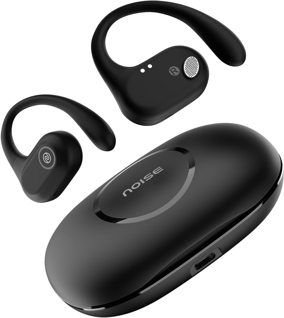 Noise Pure Pods Wireless Open Ear Headphones with Airwave&trade; Technology, up to 80 Hours Playtime, Quad Microphone with ENC, 16Mm Neodymium Dynamic Driver, Detachable Pure Band, Btv5.3 (Power Black) image number 5