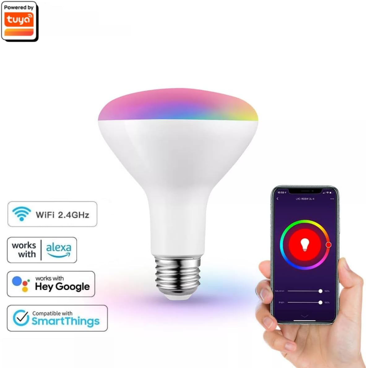 Uantii Smart Light Bulb 13W Tuya Wifi Smart Bulb Led Lamp E27 RGB Smart Light Bulbs Wireless Remote Control Smart Lamps for Alexa and Google Assistant image number 4