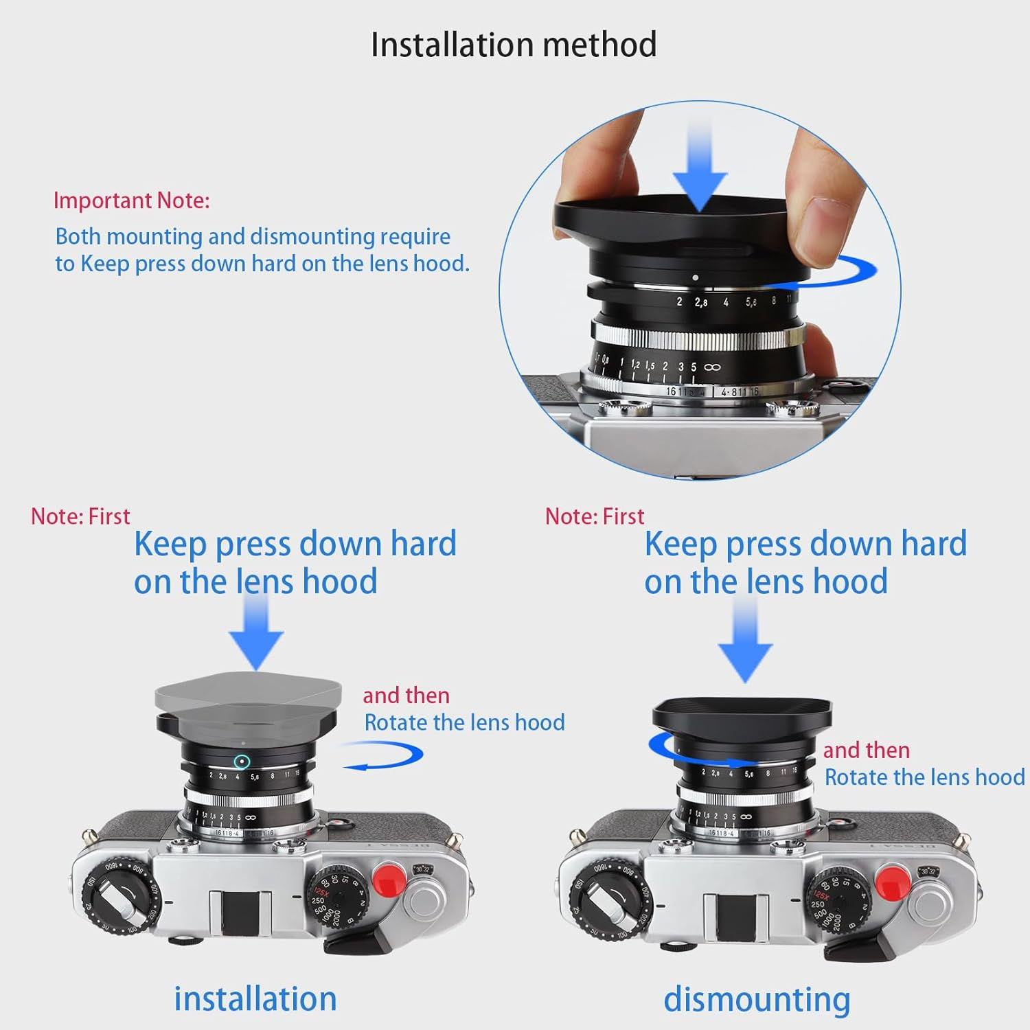 Haoge LH-VM13P Bayonet Square Metal Lens Hood Shade with Hollow Out Designed for Voigtlander 35Mm F2 1:2/35 Ultron Aspherical Vintage Line VM Lens Replace LH-12 image number 1