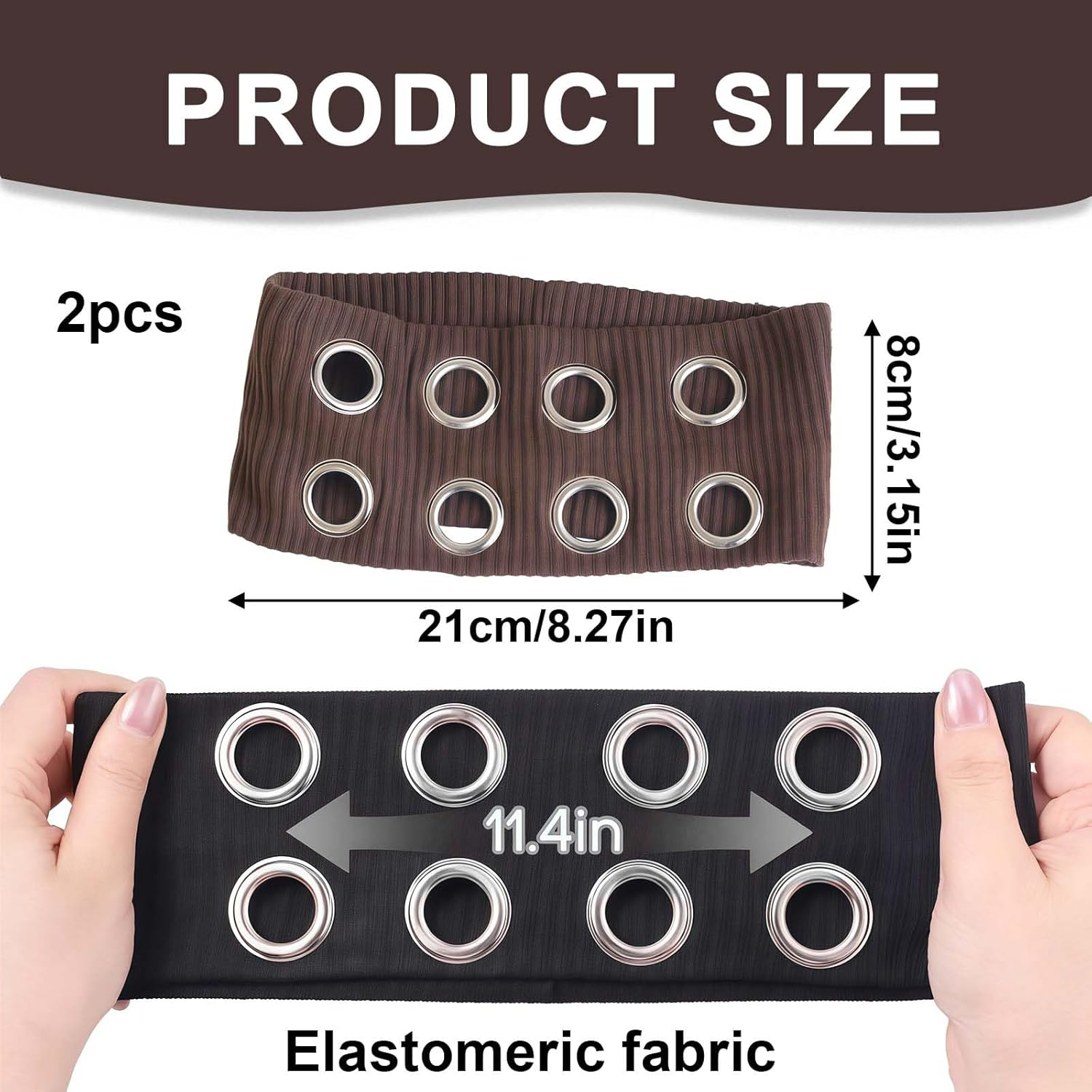 LUMOOM Pack of 2 Elastic Headband for Women, Y2K Girls Punk Grunge Wide Hair Bands with Eyelets, Stretchy Casual Hair Accessory for Training and Yoga image number 6