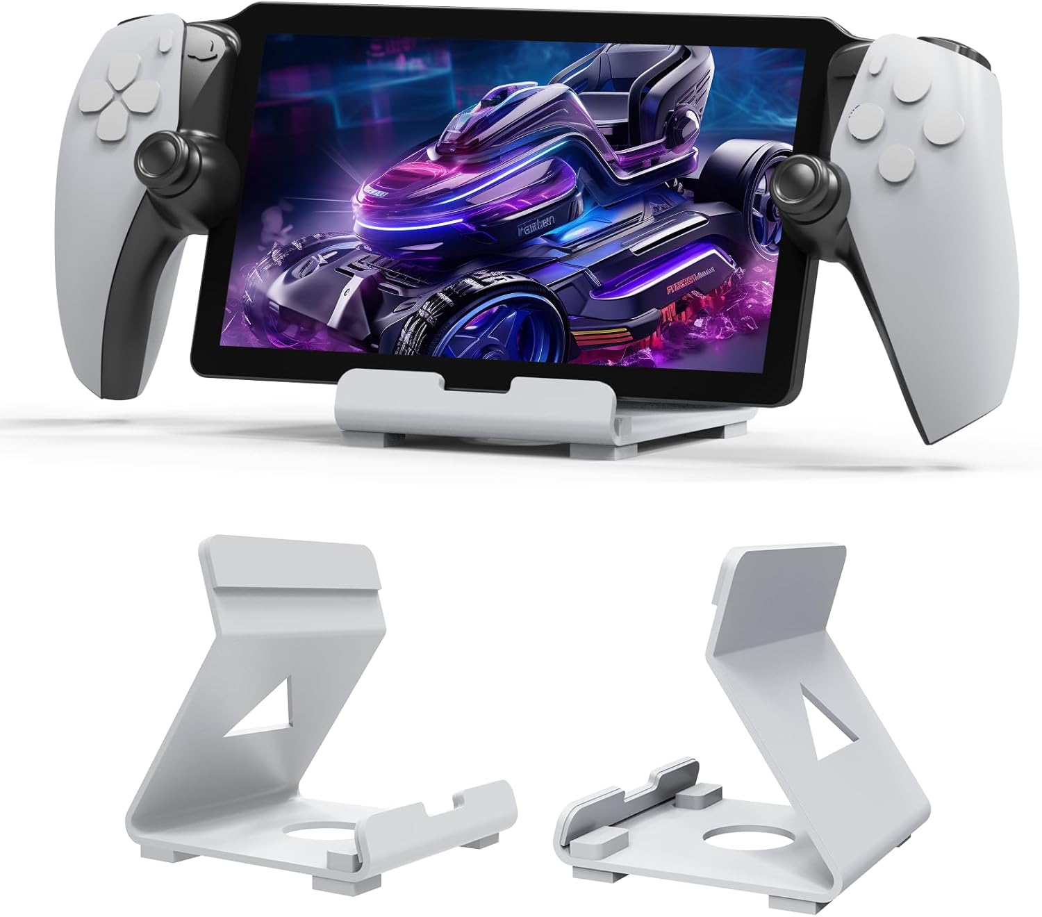 Levigo Game Controller Desktop Holder Stand Compatible with Playstation Portal/Asus ROG Ally/Steam Deck/Switch, Gaming Accessories Game Controller Host Bracket (White) - White image number 3
