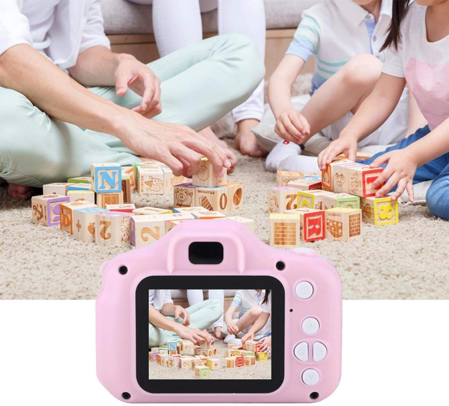 Digital Camera, One-Button Digital Gift 1080P Color Display Kid Camcorder Mini for Photo Taking(Pink)