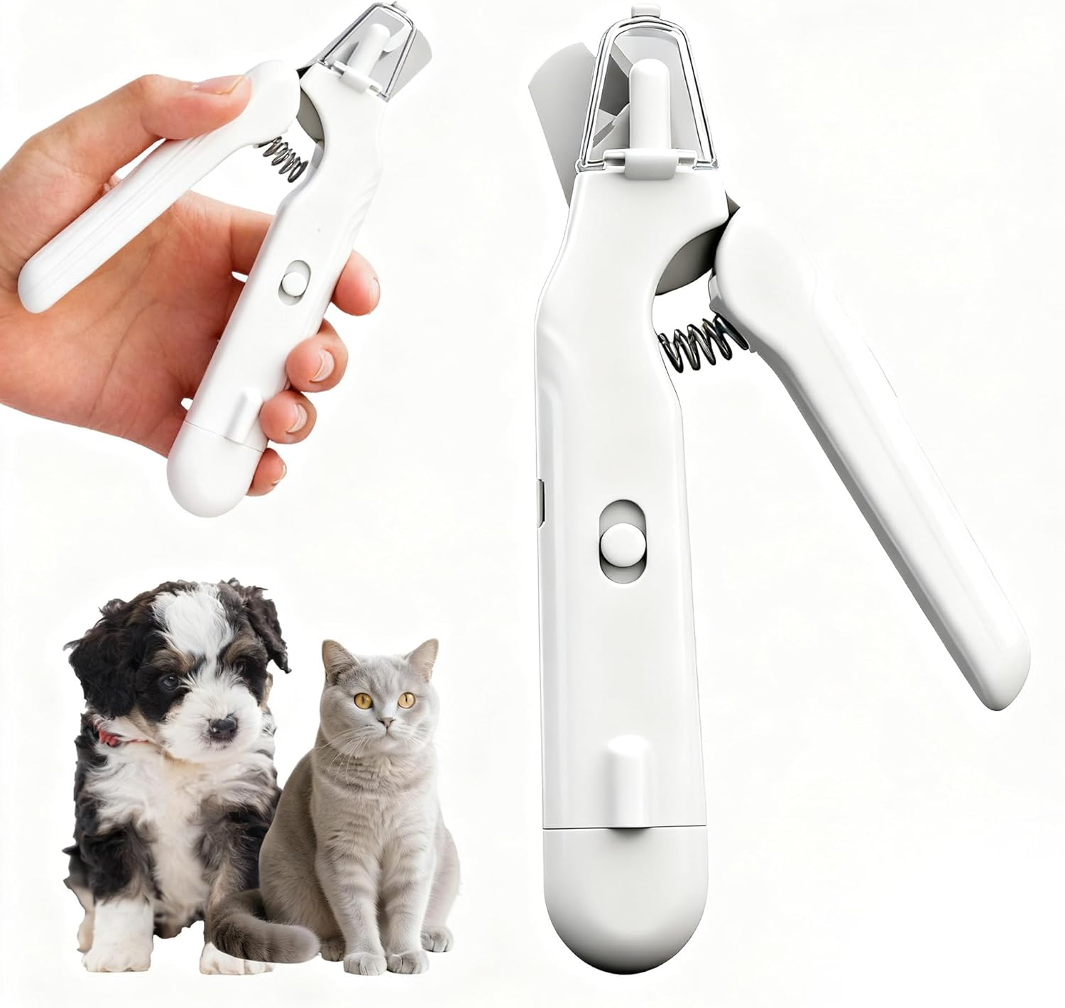 Pupnourish Pet Nail Clippers with Light, 2 in 1 Pet Nail Clipper and Grinder, Safe Trim Design, Rechargeable, Fits Cats & Small-Large Dogs (White) image number 3