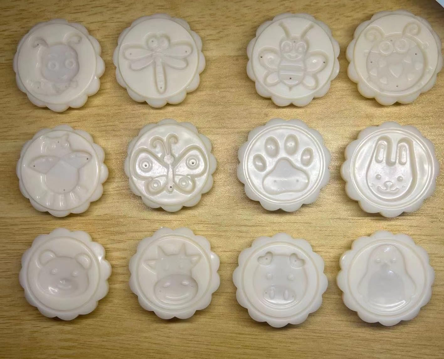 2 Set Mooncake Mould Press with 12 Stamps DIY Cookie Hand Decoration Mooncake Press Molds, Bath Bomb Mold Set for Cookie Stamps Pastry Tool Moon Cake Maker Bath Bombs Press image number 5