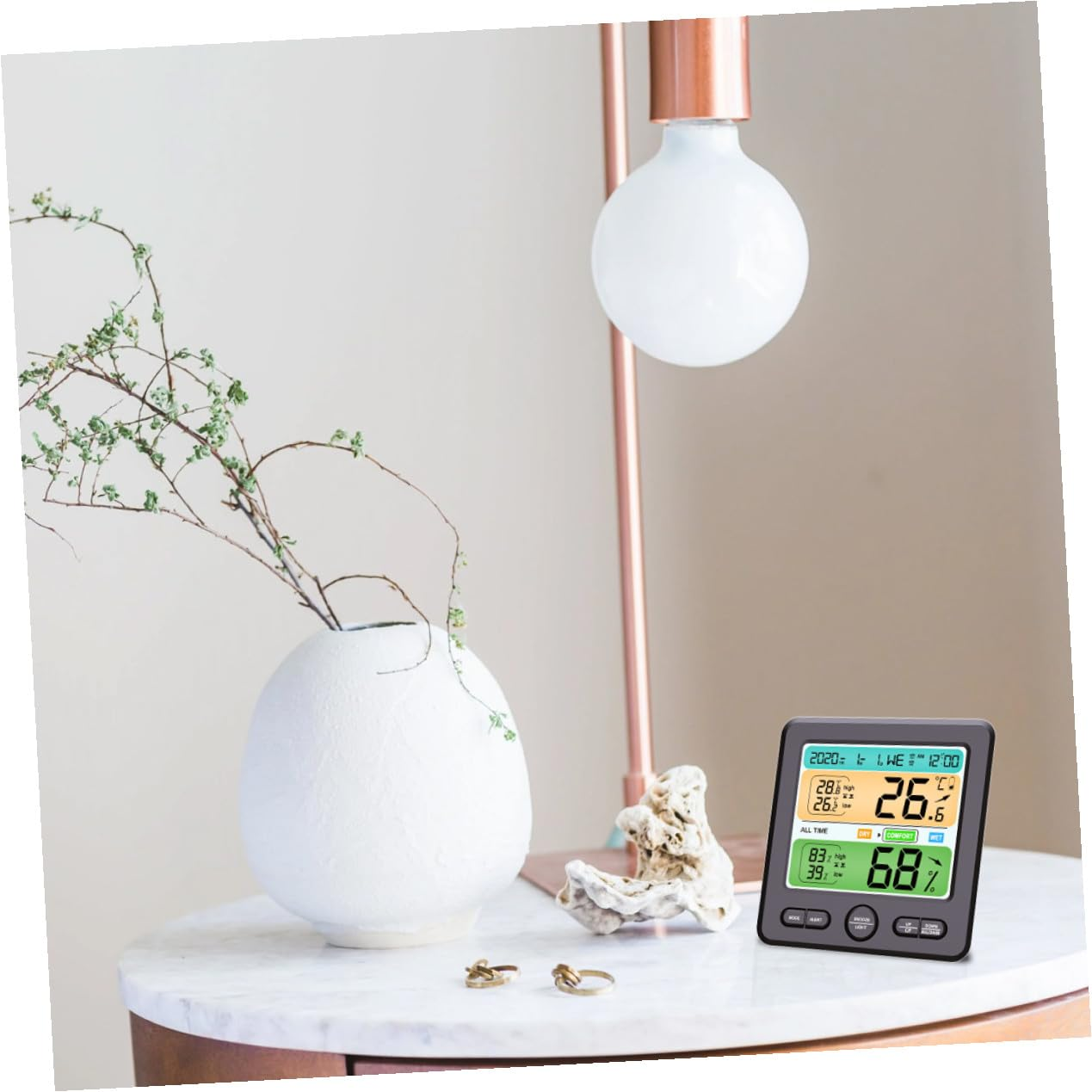 High Precision Wall Mount Thermohygrometer Clock with Large Digital Display Indoor Temperature and Humidity Monitor for Home Decoration No Battery Needed Material Suitable for Desk image number 3