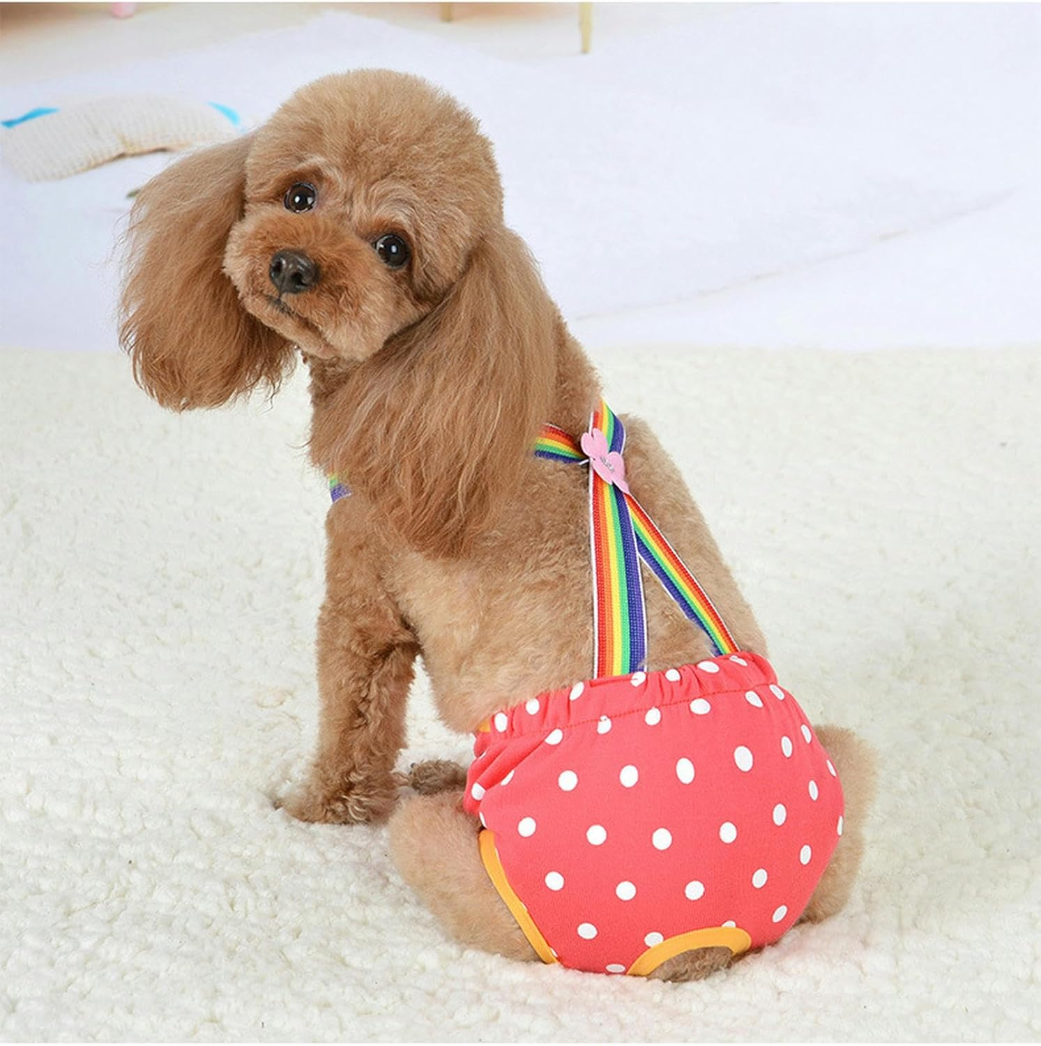 IUOUTG 2 Pieces Dog Diapers Female Cute Pet Physiological Pants with Suspender Cotton Breathable Small Dog Menstrual Briefs for Small Medium Pet Dogs image number 1