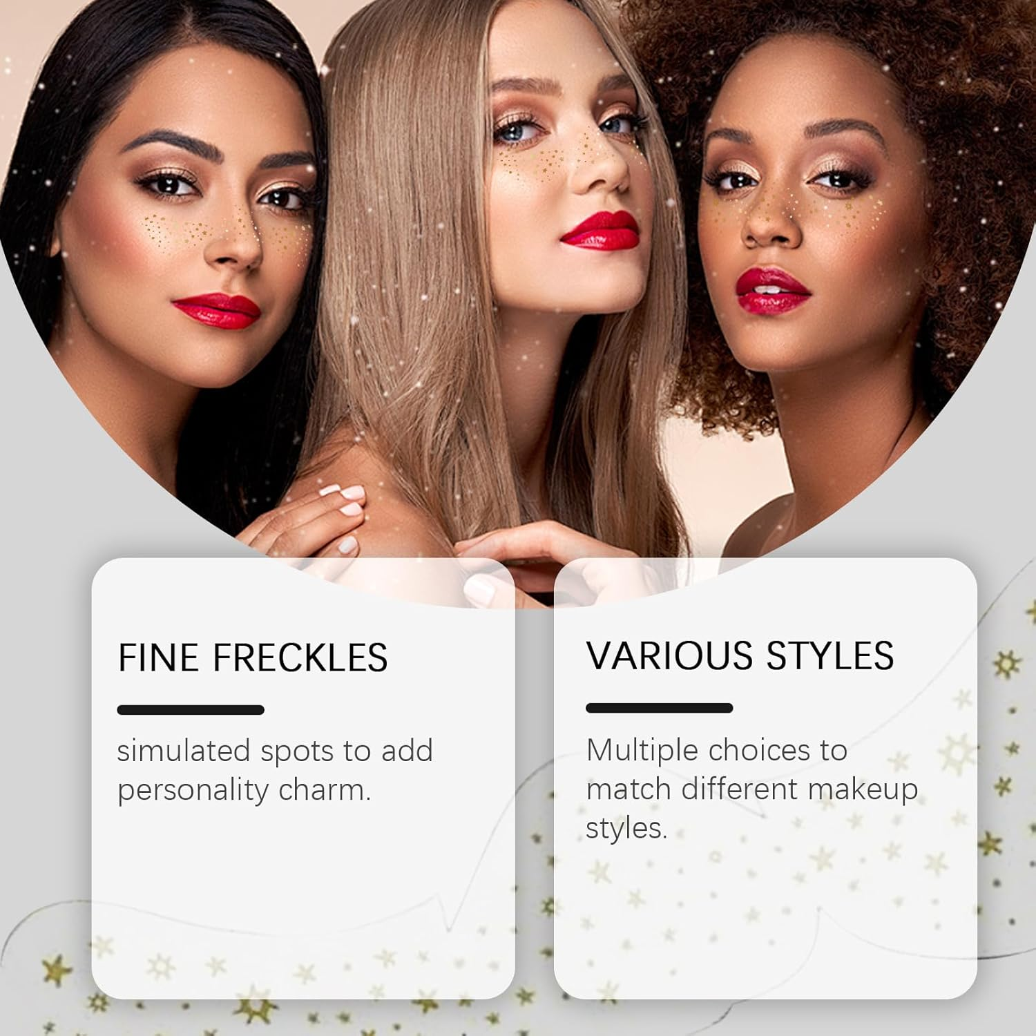 Glitter Freckles Face Tattoo,Glitter Freckle,Sparkle Makeup Patches-Rose Gold-Face Glitter Speckles Patches,6Pcs (Gold) image number 2